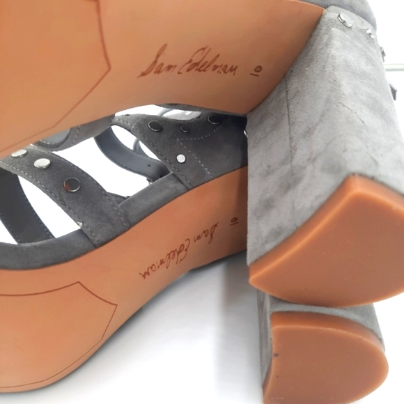 NWB Sam Edelman York Grey Studded Caged Open Toe Heels 10 - Picture 7 of 7